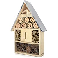 Los mejores  - Navaris XL Hotel para Insectos de Madera - observatorio de Insectos 23 x 40 x 7 cm - casa Natural Cubierta metálica y…